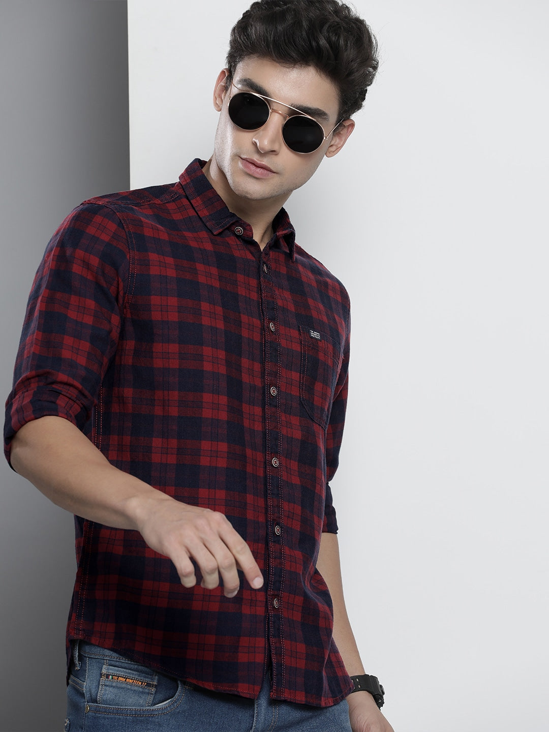 Maroon Checked Shirt - XL Maroon