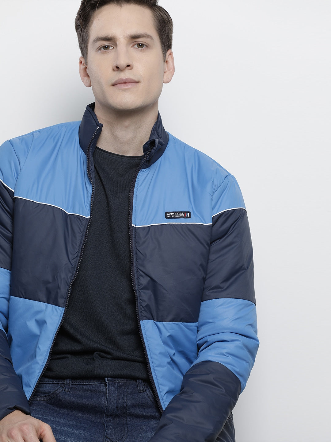 Blue Colourblocked Jacket - 2XL Blue