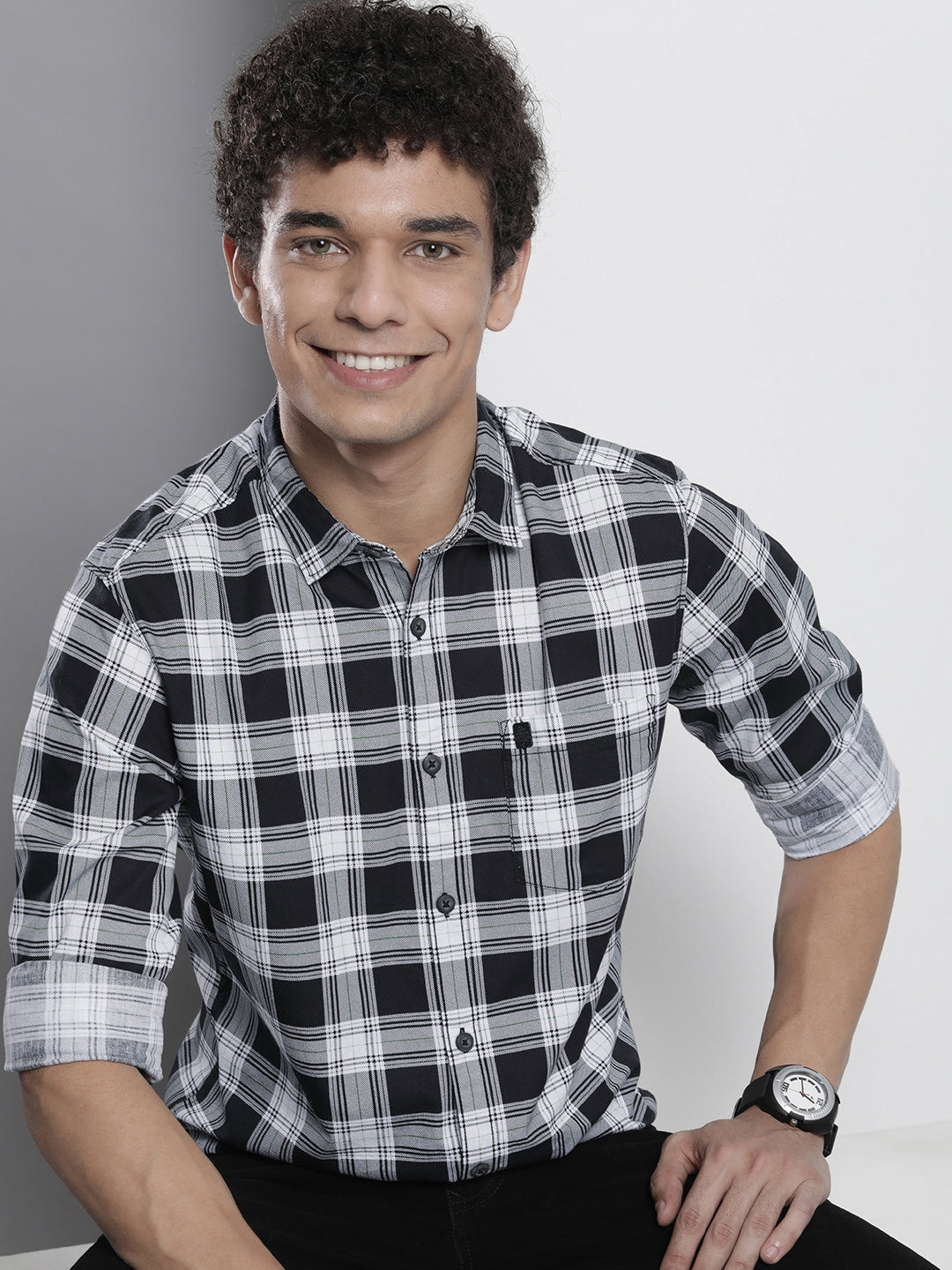 Black Checked Shirt - M Black