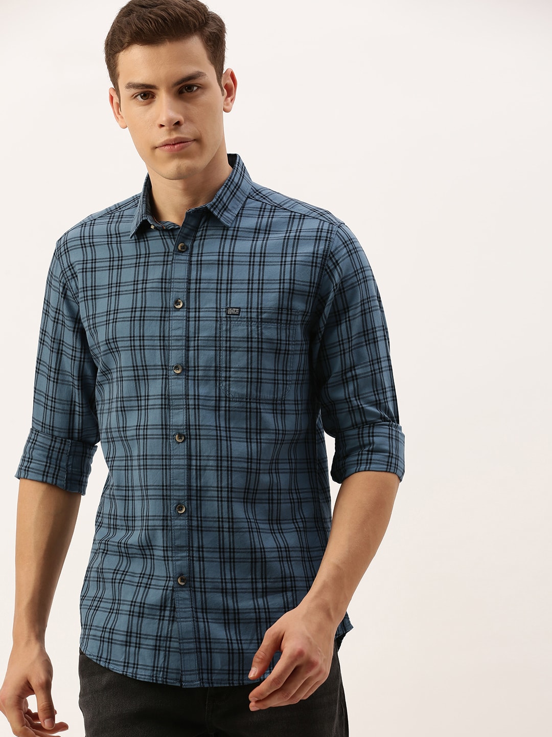 Blue Checks Shirt - M Blue