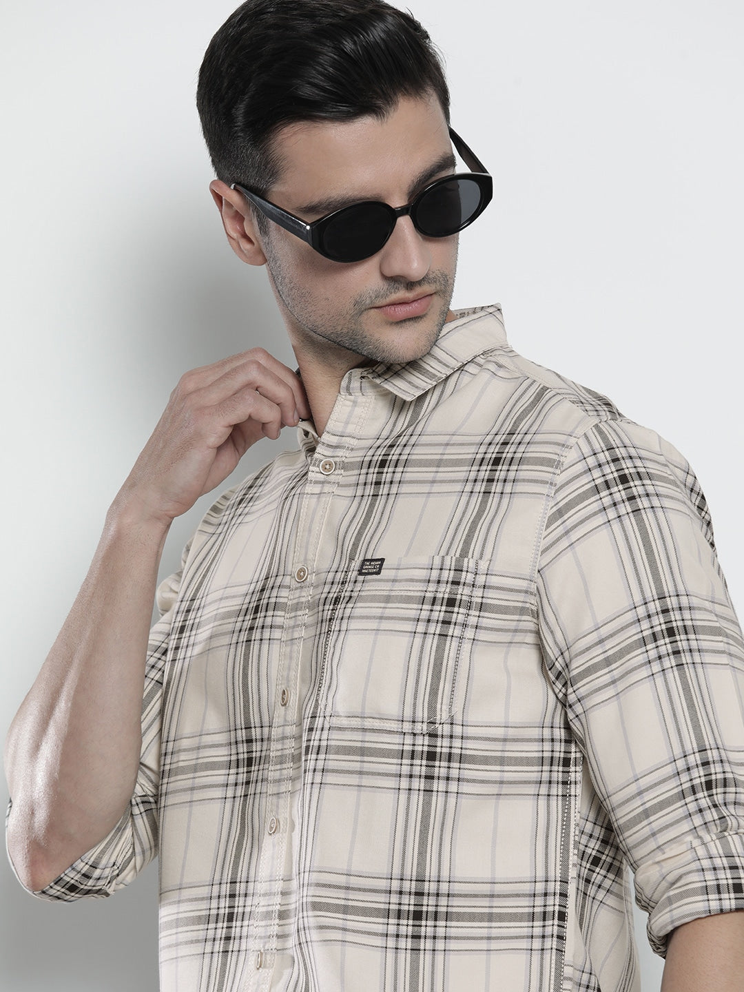 Cream Checked Shirt - XL Cream