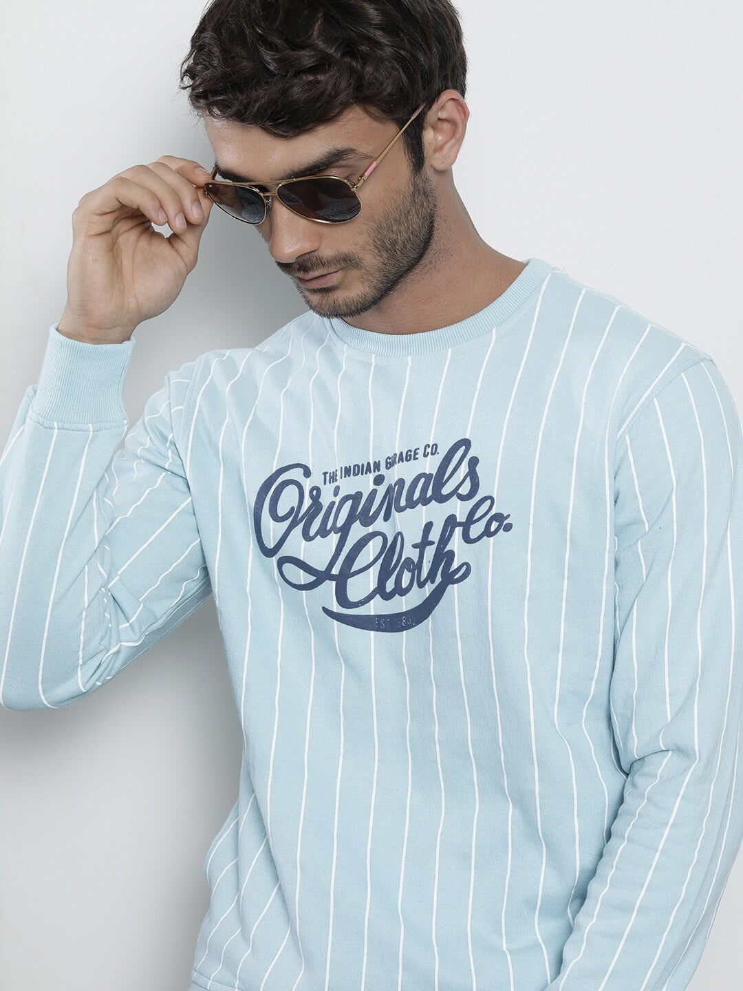 Blue Striped SweatShirt - S Blue