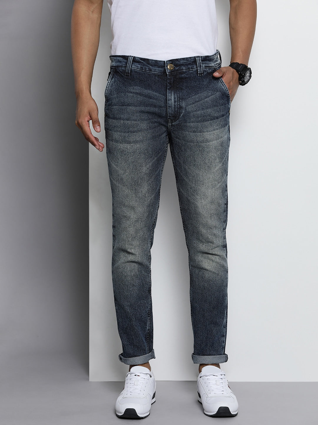Blue Solid Jeans - 38 Blue