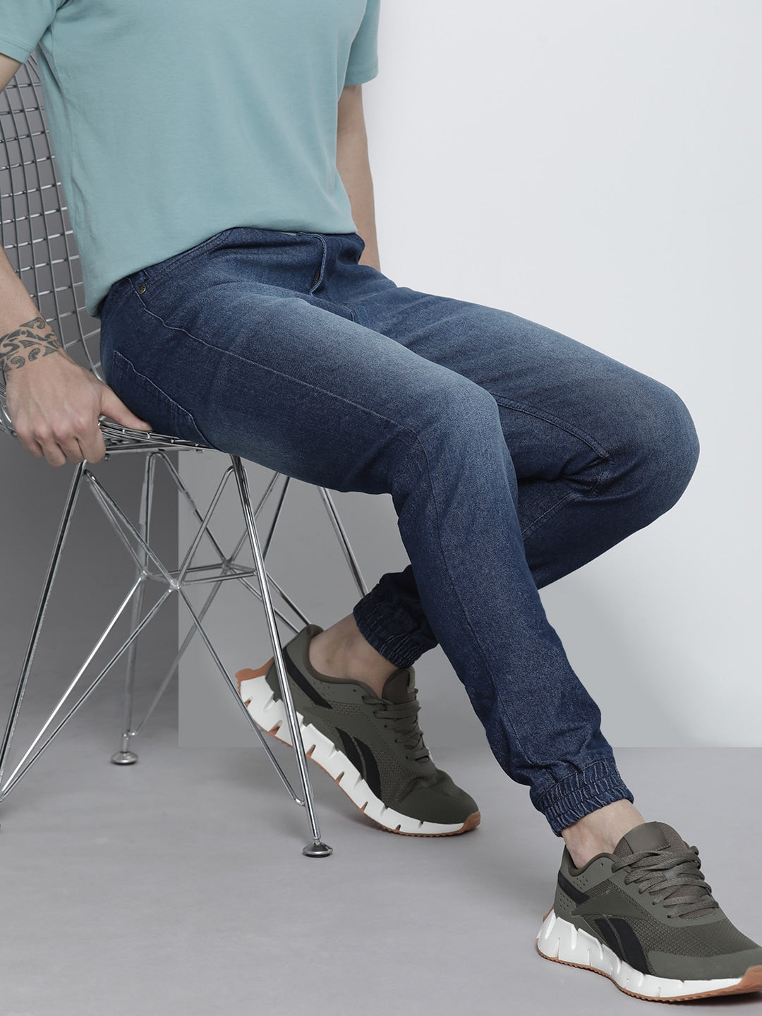 Blue Solid Joggers - 34 Blue