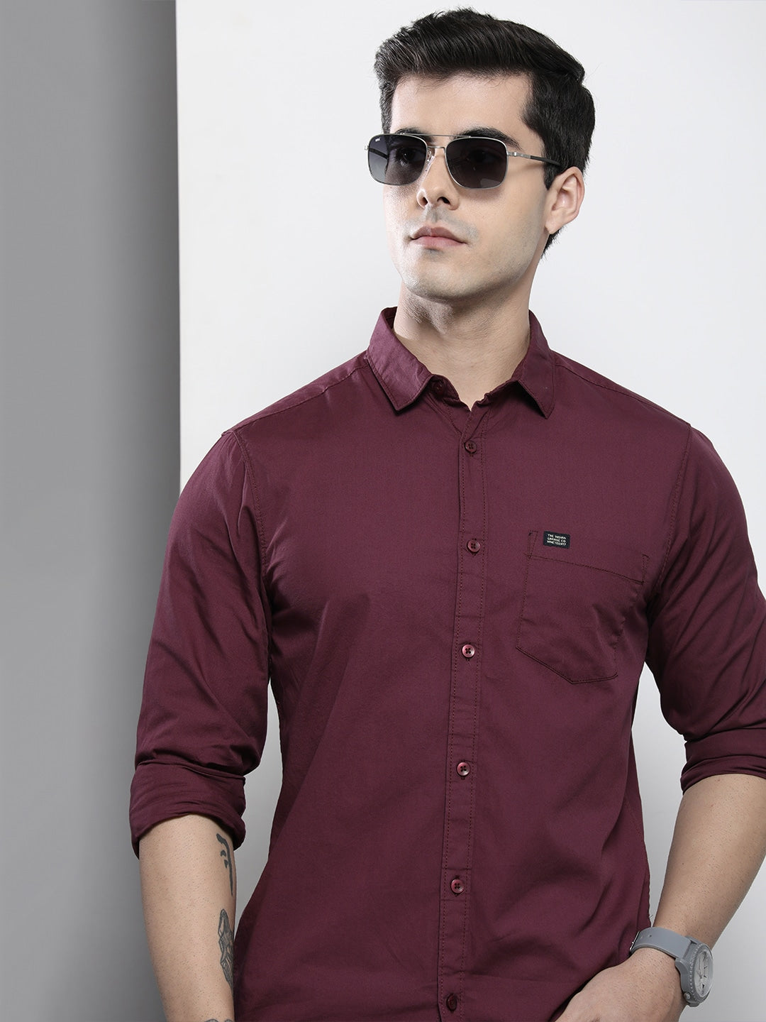 Purple Solid Shirt - L Purple