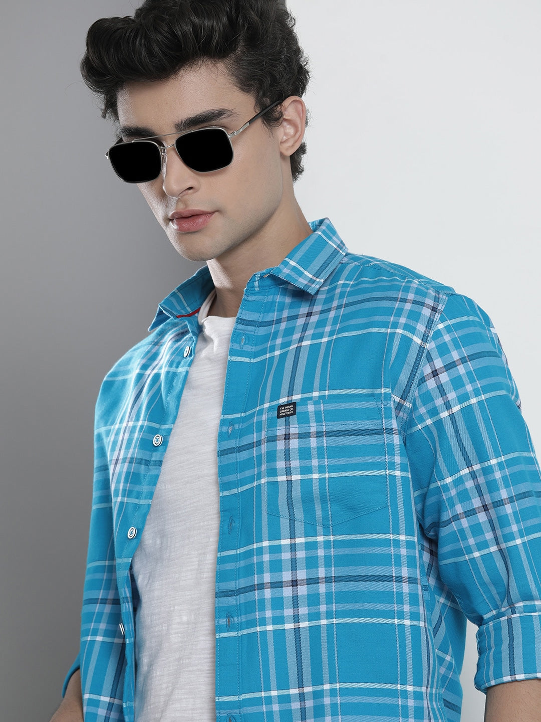 Blue Checked Shirt - XL Blue