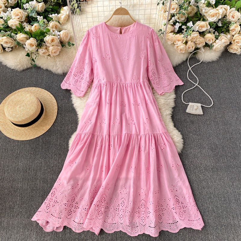 Manny Eyelet Dress - Pink XS