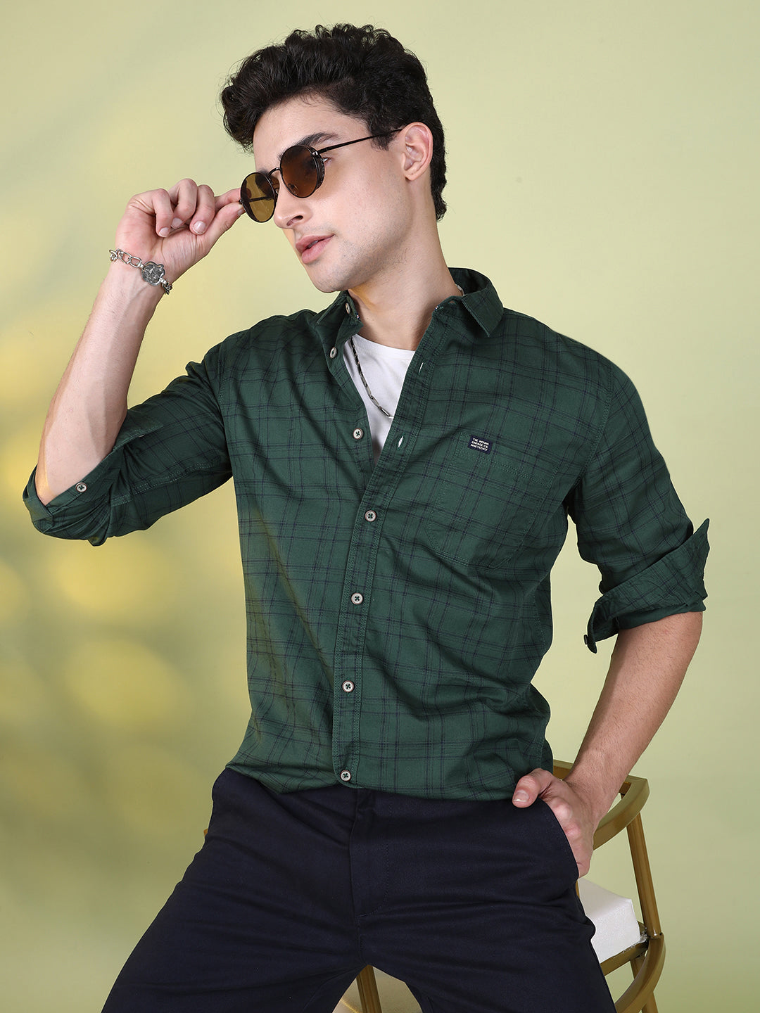 Green Checks Shirt - S Green