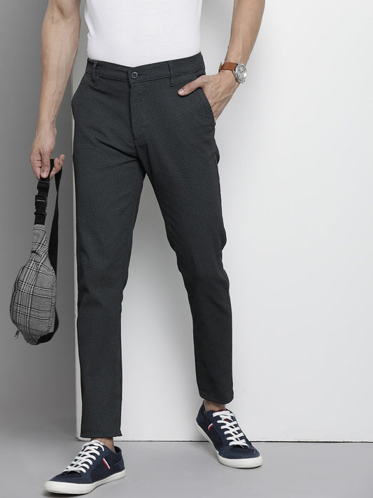 Grey Checked Chinos - 34 Grey