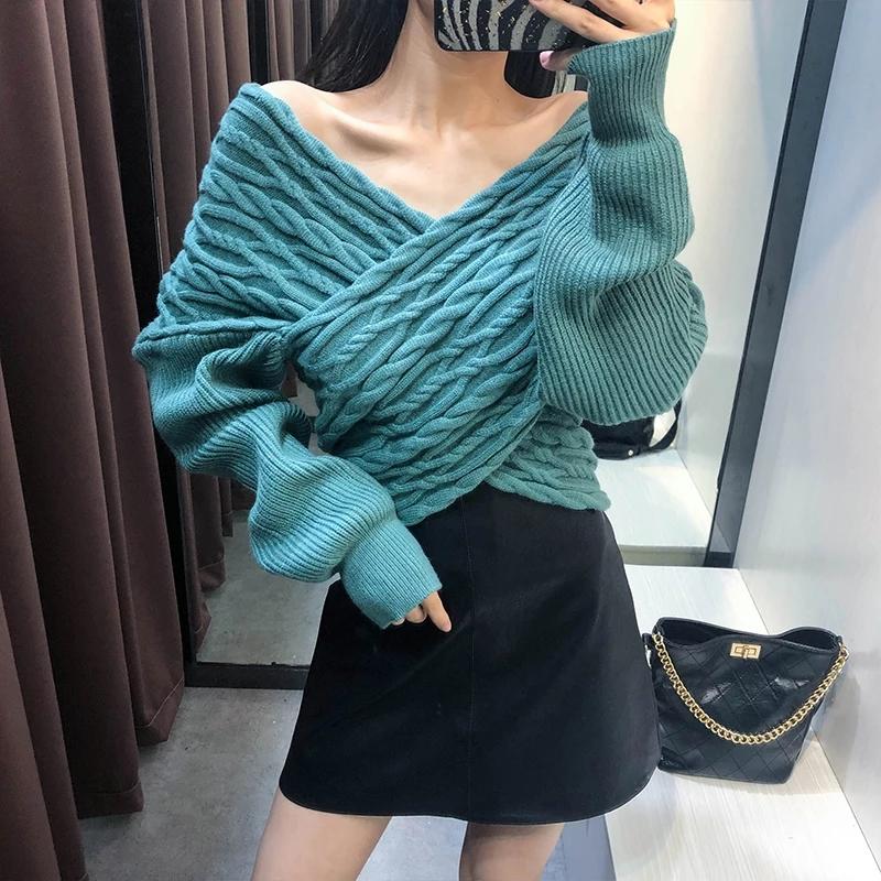 Gabriedy Ruched Sweaters - Turquoise L