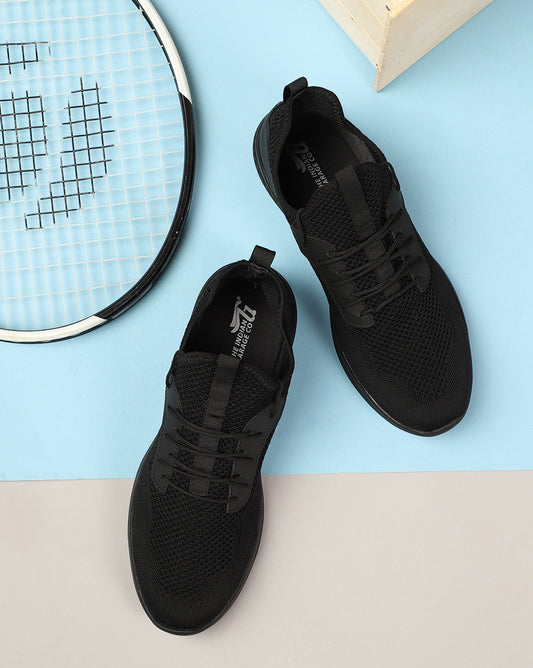 Black Lace-Ups Sports Shoes - 6 Black